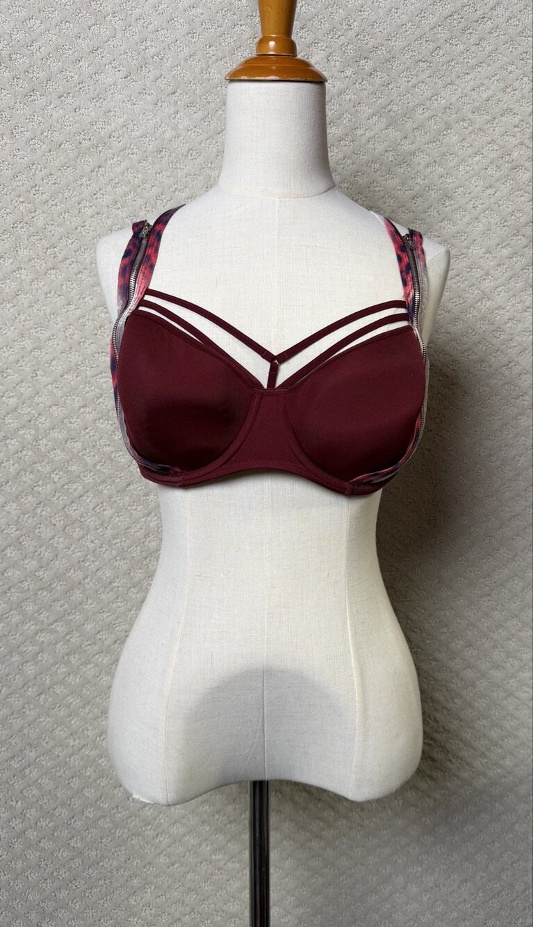 Marlies Dekkers Undressed Bra Burgundy Womens Strappy Criss Cross Back Size 38C